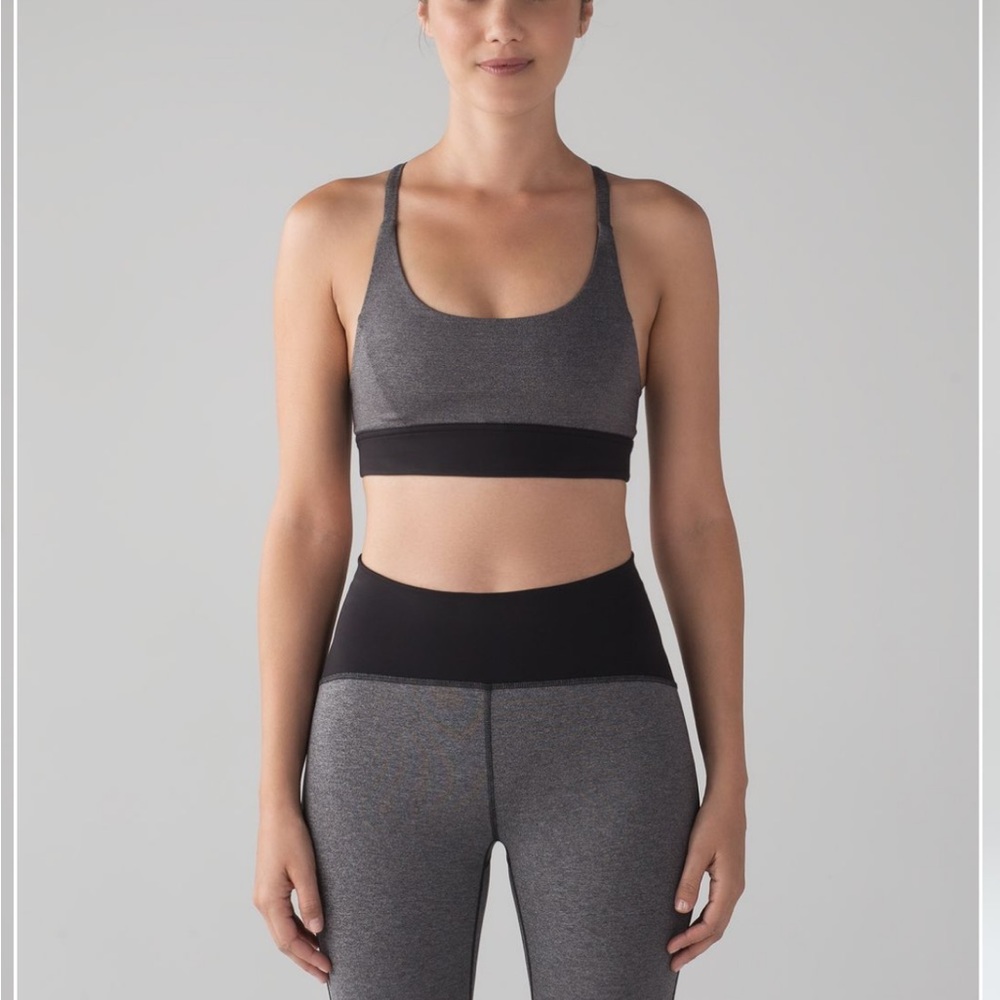 Lululemon Train Times Bra in Heather Grey/Black